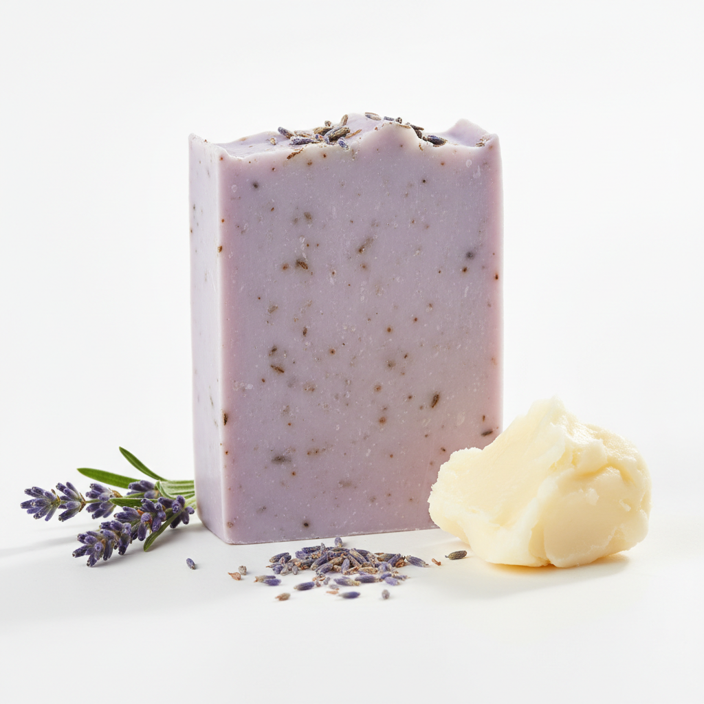 Handmade Lavender Bar Soap with fresh lavender