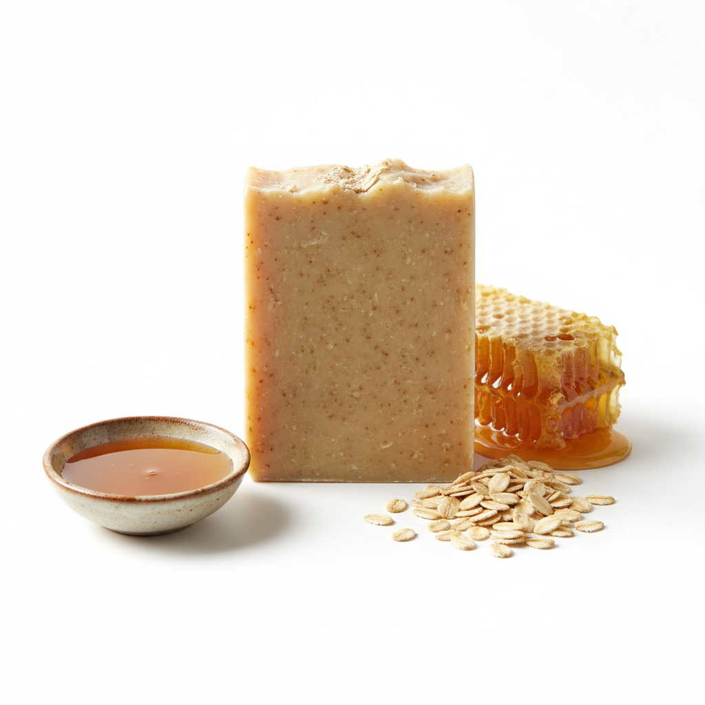Handmade Oatmeal & Honey Bar Soap with natural ingredients